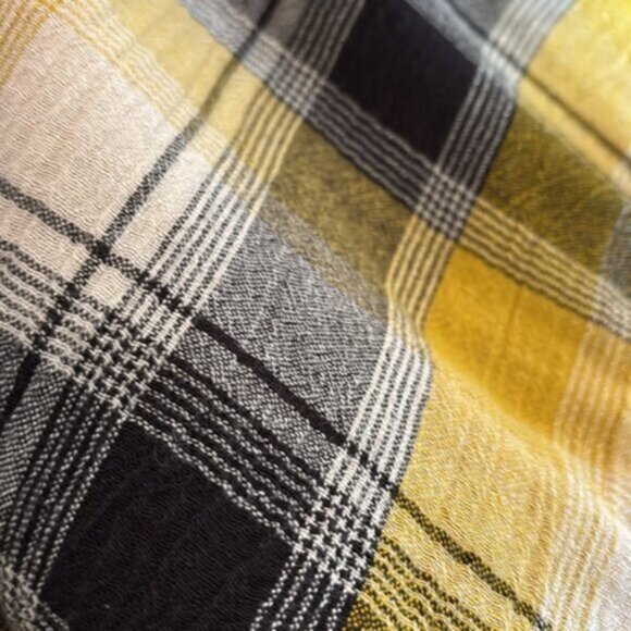 Anthropologie (XS/S) Maeve Checkered All Day Wear Yellow & Black Oversized Shirt - Picture 7 of 8